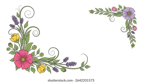 Arranjo floral com flores coloridas Design floral decorativo para artes e ofícios