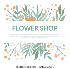 Floral Arrangement for Flower Shop Design Vector Template