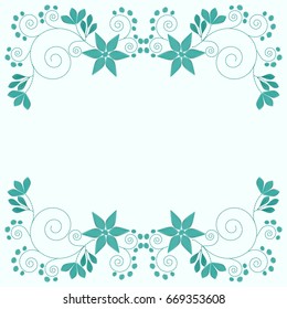 Floral arrangement frame in small wild flowers. Vector imitation of embroidery. Country style. Flower background for textile, wallpaper, covers, surface, print, gift wrap, scrapbooking, decoupage.