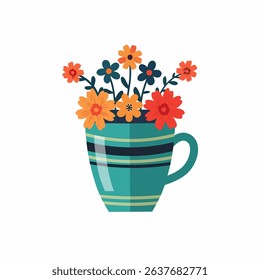 Floral Arrangement in a Teal Mug