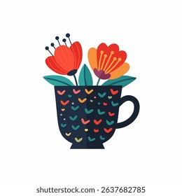 Floral Arrangement in a Teal Mug