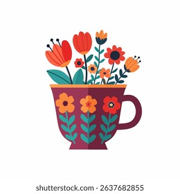 Floral Arrangement in a Teal Mug
