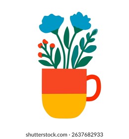 Floral Arrangement in a Teal Mug