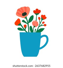 Floral Arrangement in a Teal Mug