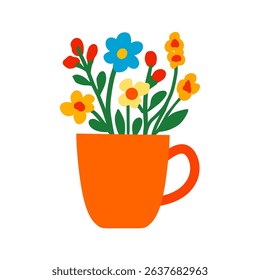Floral Arrangement in a Teal Mug