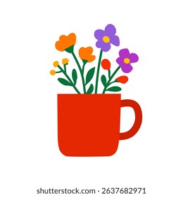 Floral Arrangement in a Teal Mug