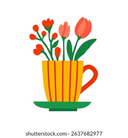 Floral Arrangement in a Teal Mug