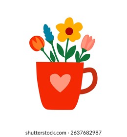 Floral Arrangement in a Teal Mug