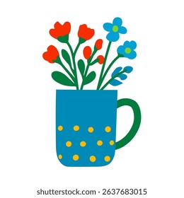 Floral Arrangement in a Teal Mug