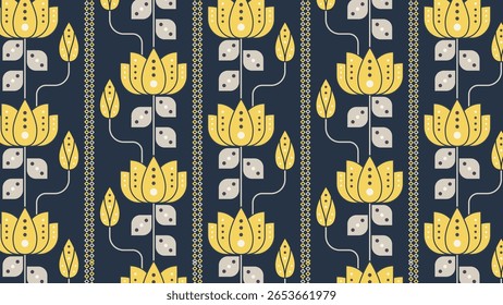 Floral Arrangement with Yellow Flowers and Gray Leaves on a Dark Blue Backdrop
