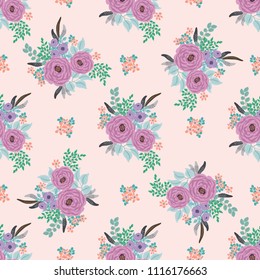 Floral arrangements in small wild flowers of poppy. Set of country style bouquet. Rustic chic. Use for textile design, wallpaper, covers, surface, print, gift wrap, scrapbooking, decoupage.