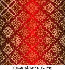 Floral Art Deco Pattern Of Geometric Elements. Seamless Pattern. Vector Illustration. Design For Printing, Presentation, Textile Industry.