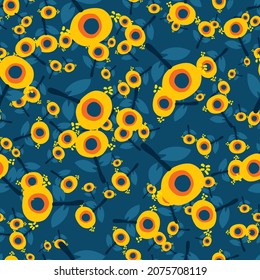 Floral art, Flowers and leaf Seamless pattern, Vector illustration.