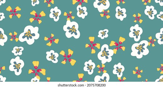 Floral art, Flowers and leaf Seamless pattern, Vector illustration.