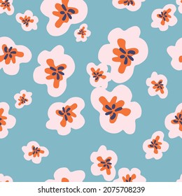 Floral art, Flowers and leaf Seamless pattern, Vector illustration.