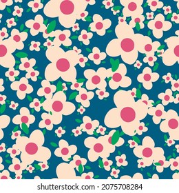 Floral art, Flowers and leaf Seamless pattern, Vector illustration.
