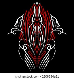 Floral Art Illustration. Pinstriping Art Motorcycle And Car Pinstripe Vintage Hand Drawn. For Vinyl Sticker, Painting Template, Tattoo. Vector Illustration. Eps 10