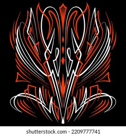 Floral art illustration. Pinstriping art motorcycle and car pinstripe vintage hand drawn. Modern tribal illustration. For vinyl sticker, painting template, tattoo, apparel, merchandise. Vector Eps 10.