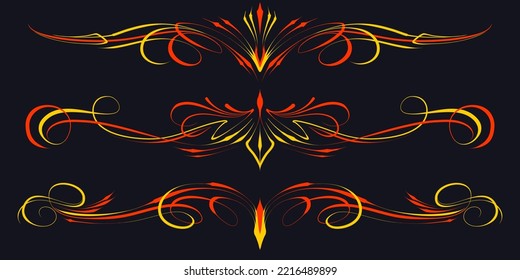 Floral art illustration. Vintage pinstripes art motorcycle and car. Retro and vintage ornaments. For vinyl sticker, painting template, tattoo, apparel, merchandise, border, frame. Vector Eps 10.