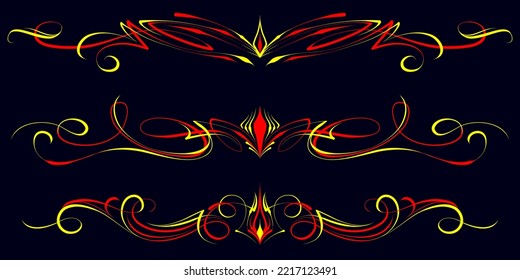 Floral art illustration. Vintage pinstripes art motorcycle and car. Retro and vintage ornaments. For vinyl sticker, painting template, tattoo, apparel, merchandise, border, frame. Vector Eps 10.
