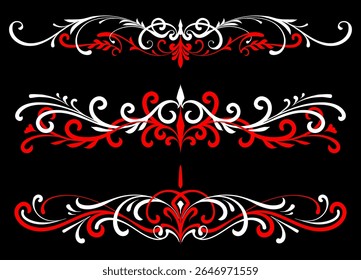 Floral art illustration. Vintage pinstripes art motorcycle and car. Retro and vintage ornaments. For vinyl sticker, painting template, tattoo, apparel, merchandise, border, frame. Vector Eps 10.