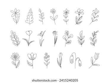 Floral Art Monoline Shape Set