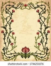 Floral art nouveau frame, vector illustration