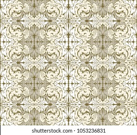 Floral art pattern background seamless vector design in vintage decoration Thai style illustration