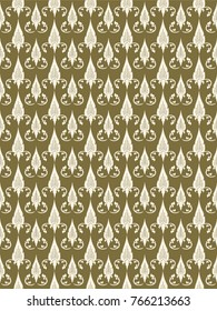 Floral art pattern background seamless vector design in vintage decoration Thai style illustration EPS 10
