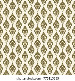 Floral art pattern background seamless vector design in vintage decoration Thai style illustration EPS 10