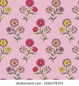 FLORAL ARTISANAL MOTIF DITSY ALL OVER PRINT SEAMLESS PATTERN VECTOR