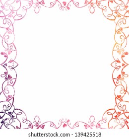 Floral artistic frame. Vector watercolor background.