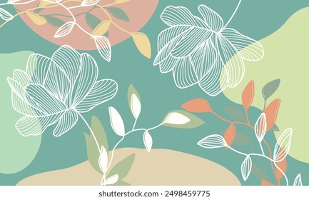 Floral Artistic Hand Drawn Seamless Pattern. Abstract Flowers Print Linear Style. Vector Botanical Seamless Pattern with Abstract Line Art Flowers. Monochrome Creative Print Botanical Design