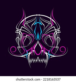 Floral artistic of skull line art color element illustration fit for mascot, logo, symbol, apparel, skateboard, vehicle, motorbikes, truck, wrapping, sticker, decal. Vector eps 10
