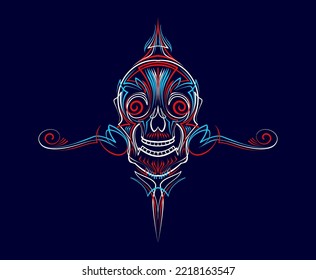 Floral artistic of skull line art color element illustration fit for mascot, logo, symbol, apparel, skateboard, vehicle, motorbikes, truck, wrapping, sticker, decal. Vector eps 10