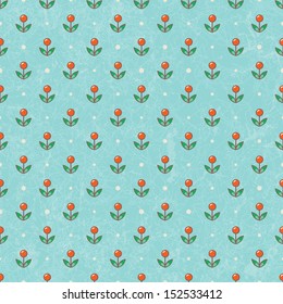 Floral baby wallpaper in retro style. EPS 10 vector illustration. CMYK. Contains grunge texture with opacity and blending mode.