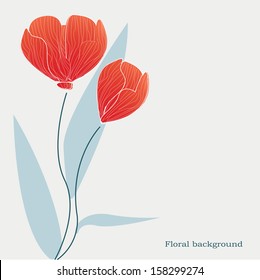 Floral backgroun with red tulips