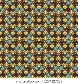 Floral background for abstract design. Abstract fall seamless pattern in bright autumn colors (gray, yellow and blue). Vector. Vector graphic painting of falling flowers, doodles, grunge textures.