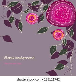 floral background with abstract roses, vector