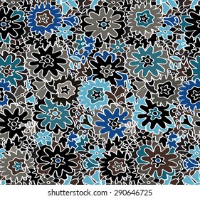 Floral background. Abstract seamless pattern. Summer wallpaper. Doodle vector illustration.