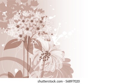 Floral background. All elements and textures are individual objects. Vector illustration scale to any size.