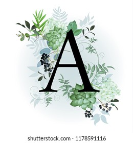 Floral background and alphabet, a