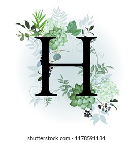 Floral Background Alphabet H Stock Vector (Royalty Free) 1178591134