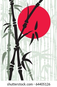 floral background with bamboo and sun