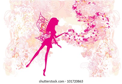 floral background with a beautiful fairy
