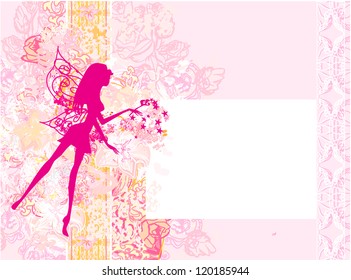  floral background with a beautiful fairy