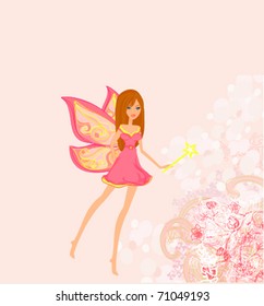 floral background with a beautiful fairy