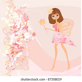floral background with a beautiful fairy