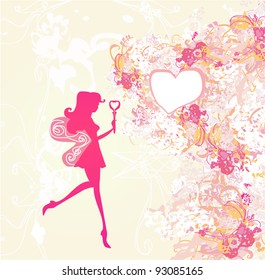 floral background with a beautiful fairy