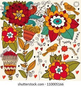 Floral background with beautiful flowers